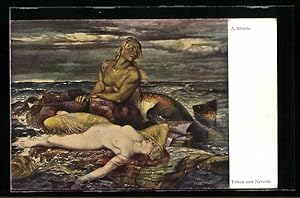 Seller image for Knstler-Ansichtskarte Arnold Bcklin: Triton und Nereide for sale by Bartko-Reher