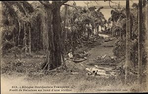 Ansichtskarte / Postkarte Afrique Occidentale Francaise, Foret de Palmiers au bord d'une riviere