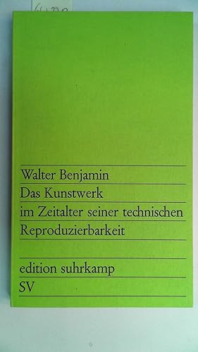 Imagen del vendedor de Das Kunstwerk im Zeitalter seiner technischen Reproduzierbarkeit: Drei Studien zur Kunstsoziologie (edition suhrkamp) a la venta por Antiquariat Maiwald