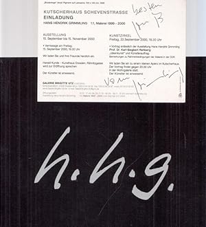 Imagen del vendedor de hans hendrik grimmling 89 /90 - . es ist die passion des ganzbleibens. (Ausstellungskatalog) a la venta por Antiquariat Carl Wegner