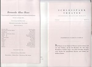 Seller image for Programmheft zu: Bernarda Albas Haus. Spielzeit 1951 / 1952, Heft 9. Frauentragdie in spanischen Drfern von Federico Garcia Lorca. - Inszenierung: Karl Heint Stroux. - Bhnenbild und Kostme: Herta Boehm. - Musik: Kurt Heuser. - Mit: Franziska Kinz in der Titelrolle, Lucie Hflich, Berta Drews u. a. - for sale by Antiquariat Carl Wegner