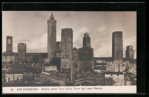 Cartolina San Gimignano, Veduta delle Torri dalla Torre del Leon Bianco