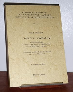 Bild des Verkufers fr Laterculus notarum. Lateinisch-deutsche Interpretationshilfen fr sptmittelalterliche und frhneuzeitliche Archivalien ; mit 4 Tafeln spezieller Zahlenschreibungen des 14. - 16. Jahrhunderts. zum Verkauf von Antiquariat Ballmert