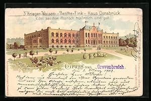 Bild des Verkufers fr Lithographie Osnabrck, 3 Krieger-Waisen-Renthe-Fink-Haus zum Verkauf von Bartko-Reher