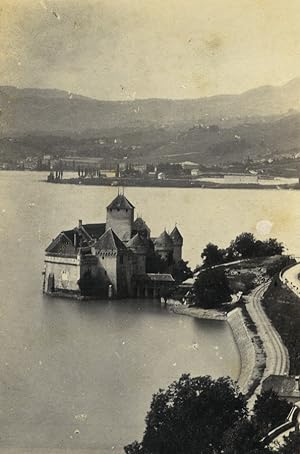 Switzerland Chillon Castle Lake Geneva Old CDV photo Braun 1860's