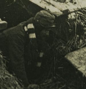 Image du vendeur pour First World War Marne coming out of underground shelter Old Stereo Photo 1918 mis en vente par Bits of Our Past Ltd