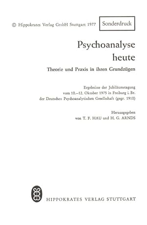 Äußeres und Inneres Setting in der Eröffnungsphase der psychoanalytischen Behandlung. Sonderdruck...