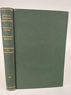 Image du vendeur pour REPRINTS OF LITTELL's POLITICAL TRANSACTIONS IN AND CONCERNING KENTUCKY AND LETTER OF GEORGE NICHOLAS TO HIS FRIEND IN VIRGINIA ALSO GENERAL WILKINSON'S MEMORIAL mis en vente par Second Story Books, ABAA