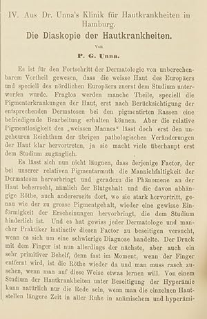 Seller image for Die Diaskopie der Hautkrankheiten (pp.1016-1021). & Nachtrag (pp.1087-1088). for sale by Antiq. F.-D. Shn - Medicusbooks.Com