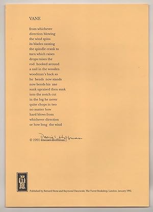 Seller image for Vane (Signed Broadside) for sale by Jeff Hirsch Books, ABAA