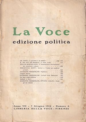 La Voce. Edizione politica - anno VII, n. 3, 7 giugno 1915