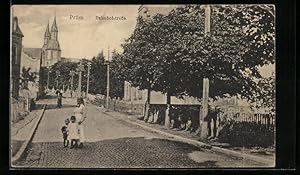 Ansichtskarte Prüm, Bahnhofstrasse mit Anwohnern