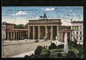 Ansichtskarte Berlin, Pariser Platz und Brandenburger Tor