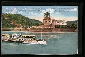 Ansichtskarte Deutsches Eck, Kaiser Wilhelm-Denkmal, Rheindampfer