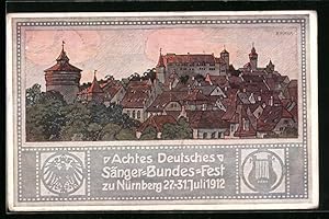 Ansichtskarte Nürnberg, 8. Deutsches Sängerbundesfest 27.-31. Juli 1912, Ortsansicht