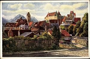 Künstler Ansichtskarte / Postkarte Marschall, V., Füssen im schwäbischen Kreis Ostallgäu, Ort mit...