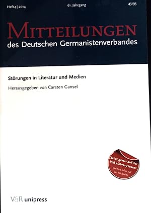 Seller image for Strungen in Literatur und Medien - in: Mitteilungen des Deutschen Germanistenverbandes. Heft 4/2014 61.Jahrgang for sale by books4less (Versandantiquariat Petra Gros GmbH & Co. KG)