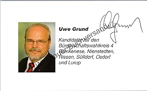 Seller image for Original Autogramm Uwe Grund Hamburgische Brgerschaft /// Autograph signiert signed signee for sale by Antiquariat im Kaiserviertel | Wimbauer Buchversand