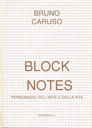 Bild des Verkufers fr Bruno Caruso - Block notes Personaggi dell'arte e della vita - 1.o Febbraio - 2 Marzo 1989 zum Verkauf von Biblioteca di Babele