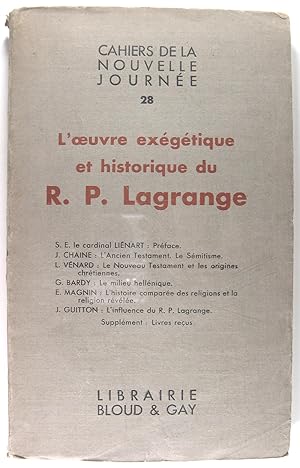 Image du vendeur pour L'oeuvre exgtique et historique du R. P. Lagrange. mis en vente par Philippe Lucas Livres Anciens