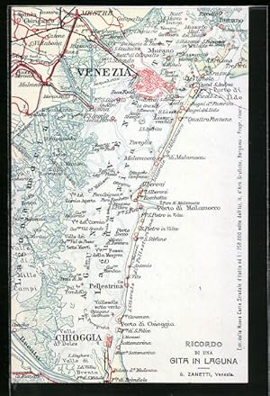 Immagine del venditore per Cartolina Venezia, Landkarte mit Stadt und Lagune venduto da Bartko-Reher