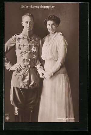 Bild des Verkufers fr Ansichtskarte Kronprinzenpaar vertraut im Portrait zum Verkauf von Bartko-Reher