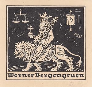 Bild des Verkufers fr Werner Bergengruen [Deutscher Schriftsteller, 1892-1964]. Gekrnter mit Reichsapfel, auf Lwe reitend. zum Verkauf von Antiquariat  Braun