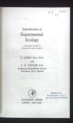 Seller image for Introduction to Experimental Ecology. for sale by books4less (Versandantiquariat Petra Gros GmbH & Co. KG)