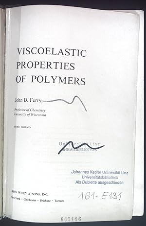 Image du vendeur pour Viscoelastic Properties of Polymers. mis en vente par books4less (Versandantiquariat Petra Gros GmbH & Co. KG)