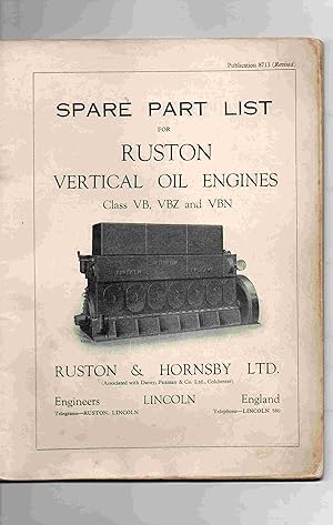 Spare Part List for Ruston Vertical Oil Engines Class VB, VBZ and VBN Publication 8713 (Revised)