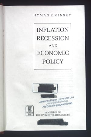 Bild des Verkufers fr Inflation, Recession and Economic Policy. zum Verkauf von books4less (Versandantiquariat Petra Gros GmbH & Co. KG)