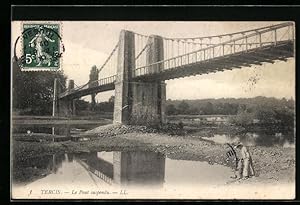 Carte postale Tercis, Le Pont suspendu