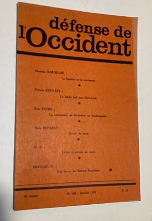 Bild des Verk�ufers f�r D�fense de l'Occident. No 188, Janvier 1982. zum Verkauf von Plurabelle Books Ltd