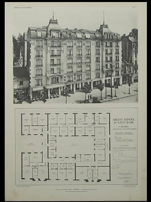 REIMS, GRAND HOTEL DU LION D'OR - 1925 - 3 GRANDES PLANCHES, BELLAT