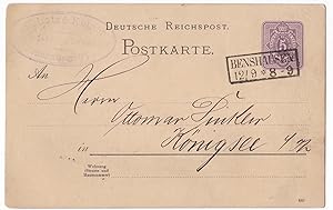 Deutsche Reichspost Postkarte Ganzsache Benshausen, alter Stempel: H. Lotz&Keiner (.)fabrik & Loh...