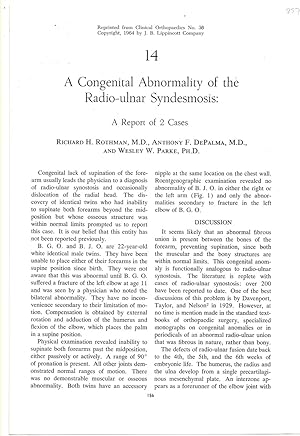 Seller image for A Congenital Abnormality of the Radio-Ulnar Syndesmosis: a Report of 2 Cases. Reprinted from Clinical Orthopaedics No. 36 for sale by Literary Cat Books