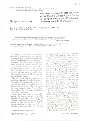 Seller image for Surgical Anatomy. Reprinted from Surgery Volume 75 No. 1 January 1974 for sale by Literary Cat Books