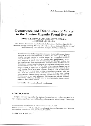 Imagen del vendedor de Occurence and Distribution of Valves in the Canine Hepatic Portal System. Offprint from Clinical Anatomy Volume 1 1988 a la venta por Literary Cat Books