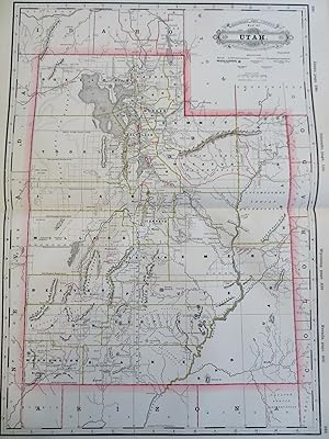 Utah state Salt Lake City Provo Ogden 1887-90 Cram scarce large detailed map