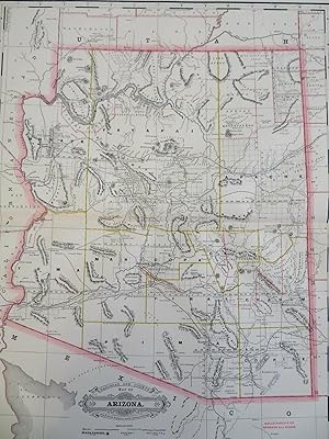 Arizona Phoenix Flagstaff Prescott 1887-90 Cram scarce large detailed map