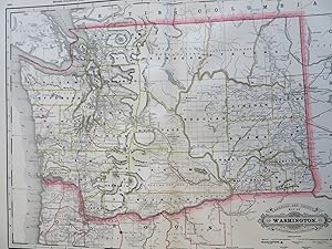 Washington Seattle Olympia Walla Walla 1887-90 Cram scarce large detailed map