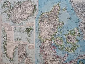 Denmark Danish Colonies Iceland Greenland Faroe Islands 1897 Vogel detailed map