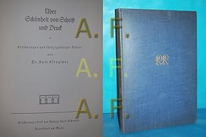 Seller image for ber Schnheit von Schrift und Druck for sale by Antiquarische Fundgrube e.U.