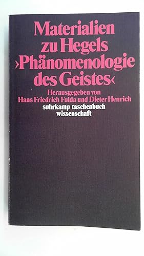 Seller image for Materialien zu Hegels "Phnomenologie des Geistes". Herausgegeben von Hans Friedrich Fulda und Dieter Henrich. for sale by Antiquariat Maiwald