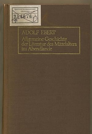 Bild des Verkufers fr Allgemeine Geschichte der Literatur des Mittelalters im Abendlande 1. Band zum Verkauf von avelibro OHG