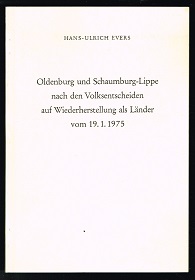 Seller image for Oldenburg und Schaumburg-Lippe nach den Volksentscheiden auf Wiederherstellung als Lnder vom 19.1.1975. - for sale by Libresso Antiquariat, Jens Hagedorn