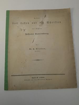 Seller image for ber das Leben und die Schriften des Dichters Johann Laurenberg. for sale by ANTIQUARIAT Franke BRUDDENBOOKS