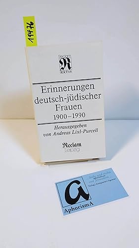 Bild des Verkufers fr Erinnerungen deutsch-jdischer Frauen 1900-1990. zum Verkauf von AphorismA gGmbH