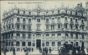 Bild des Verkufers fr Ansichtskarte / Postkarte Madrid Spanien, banco Hispano-Americano zum Verkauf von akpool GmbH