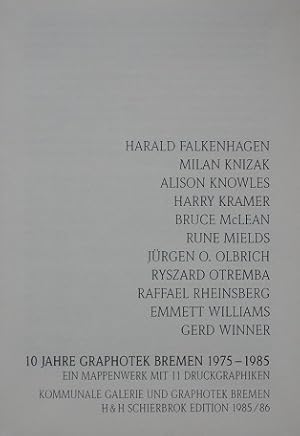 Imagen del vendedor de 10 Jahre Grapothek Bremen 1975 - 1985. Bremen. Kommunale Galerie 1985/86. a la venta por Antiquariat Bernd Preler